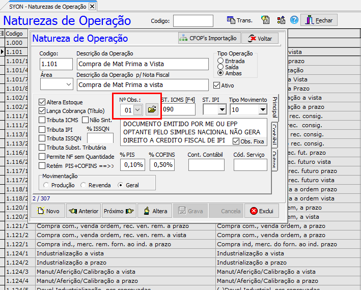 Natureza de operacao4
